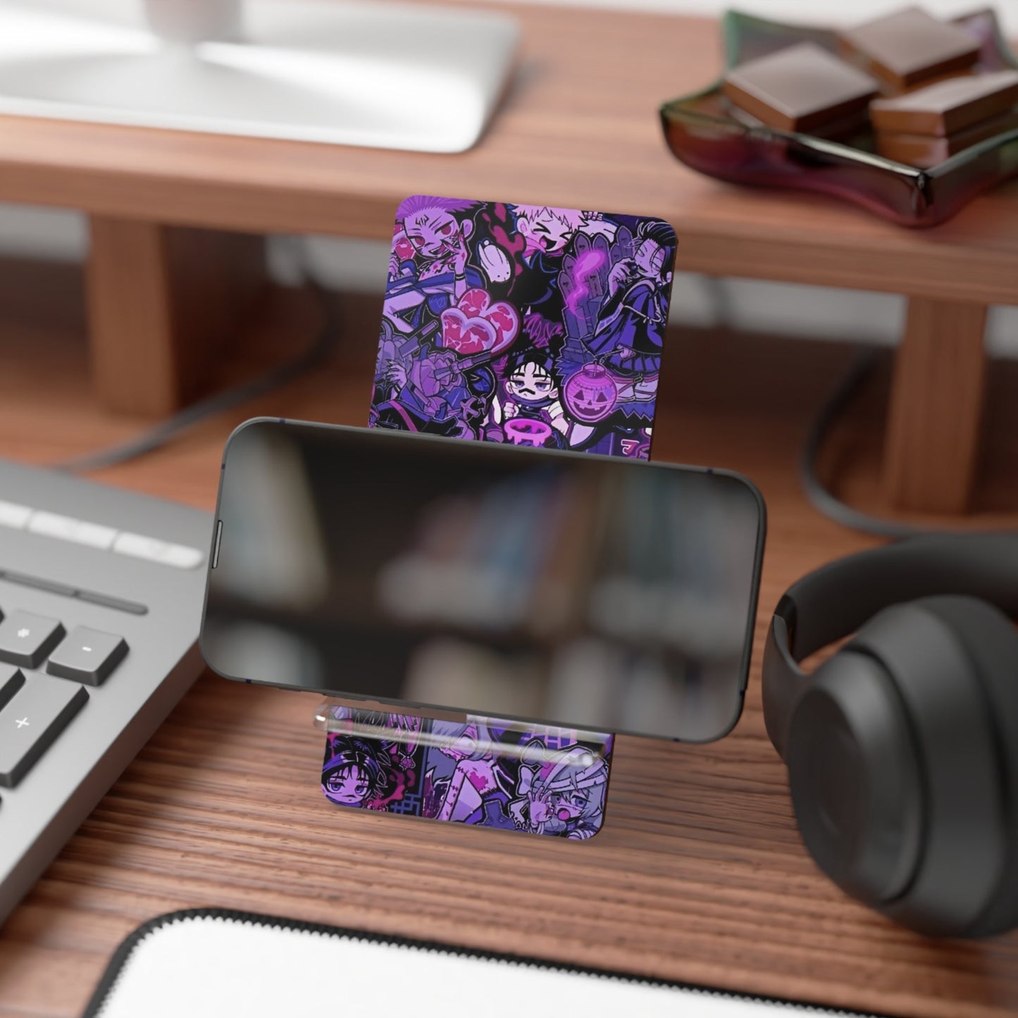 Purple Anime Collage Phone Stand — Decorative Mobile Display Holder - 6ix7even