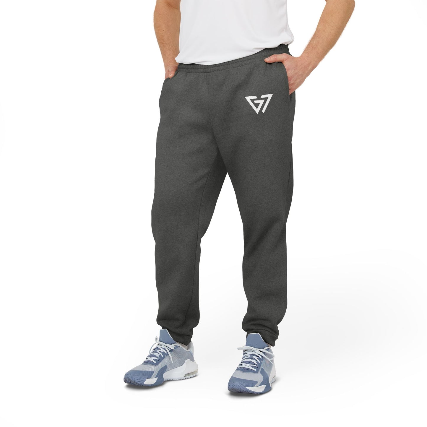 Adidas Fleece Joggers with G7 Logo — Charcoal Casual Athletic Pants - 6ix7even