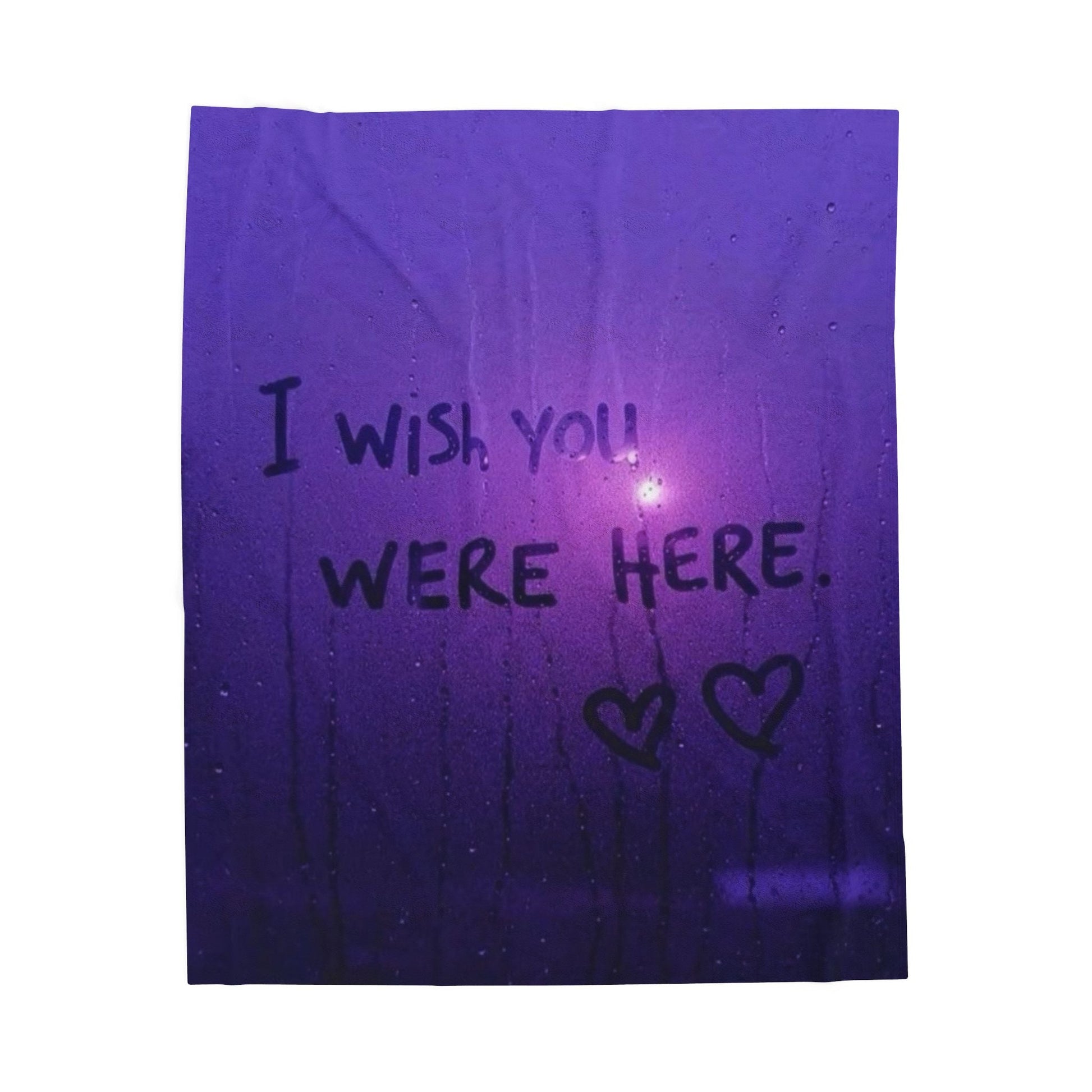 Velveteen Plush Blanket — 'I Wish You Were Here' Cozy Purple Throw - G7store